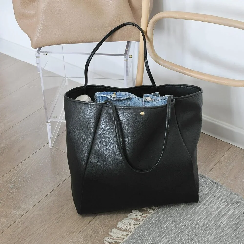 Oversize Pu Leather Tote Women Weekender Bag Travel Shopper Handbag